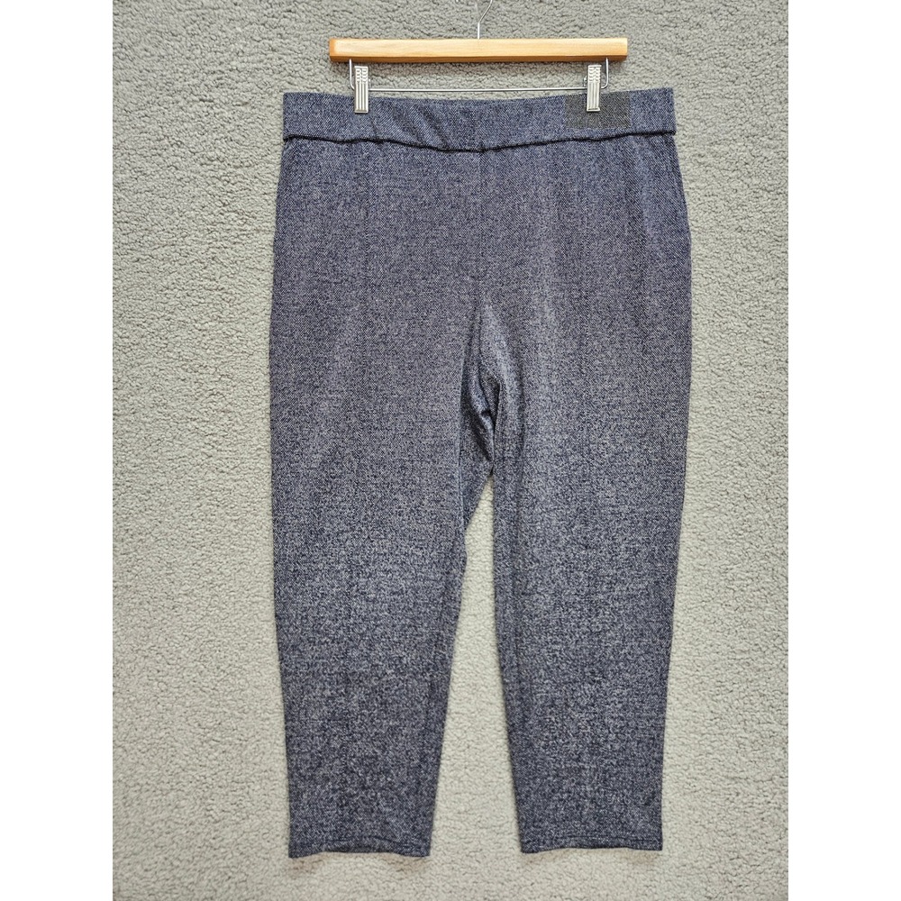 J. Jill Wearever Collection Pants Large Petite Blue Textured Knit Pull On Ankle